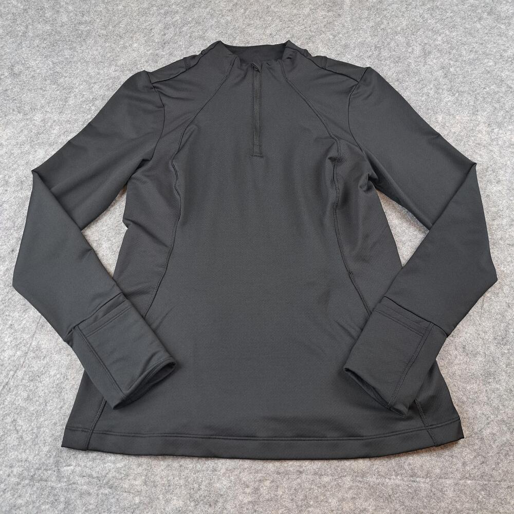 Athleta Jacket Women Medium Black Master 1/4 Zip Pullover Running Top Thumbholes